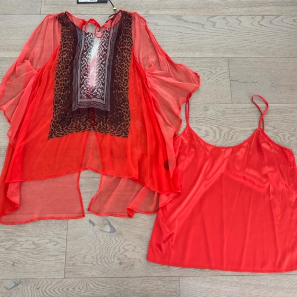 NWT Kobi Halperin 100% silk sleeveless blouse with separate cami size Large